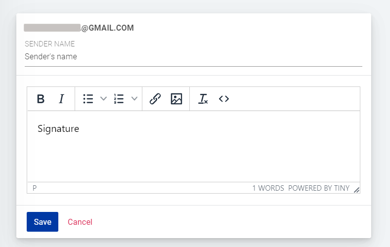 Edit email account sender name and signature